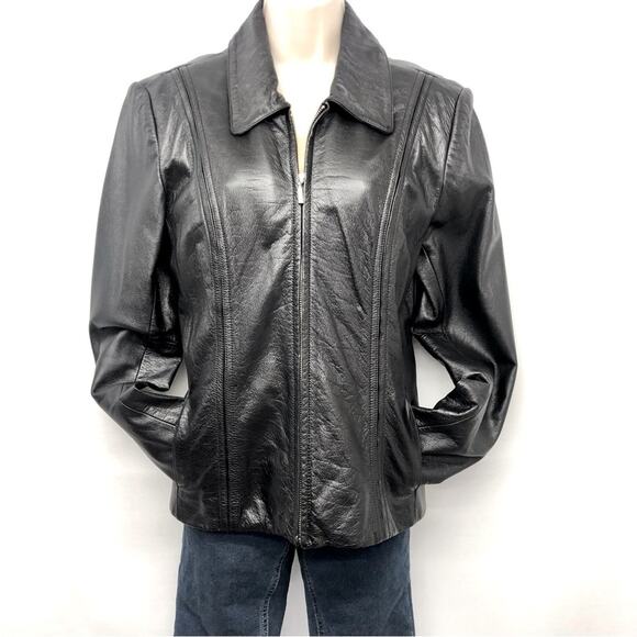 Jones New York Jackets & Blazers - Jones New York Black Leather Jacket